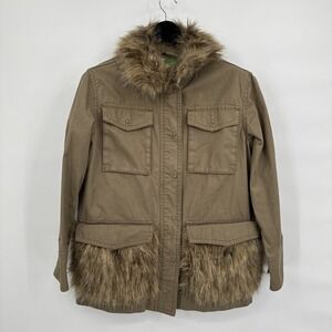 Anthropologie Utility Jacket Saskia Fur-trimmed Parka Jacket Green Size S